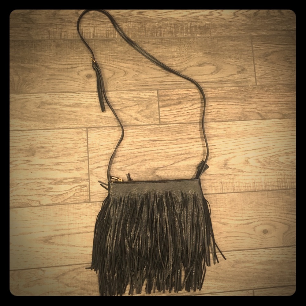 Black fringe crossbody bag